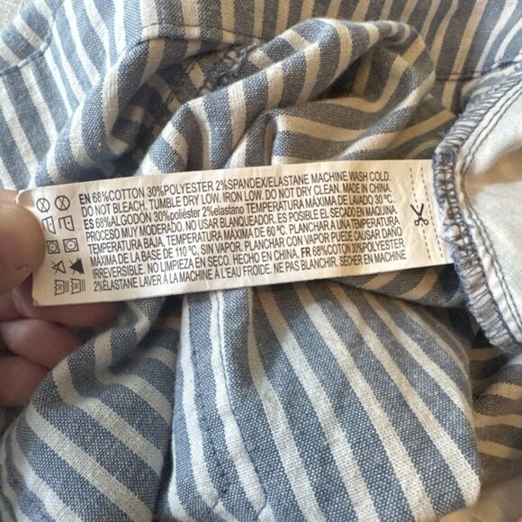 Forever‎ 21 Light Denim Blue & White Striped Mini Skirt Sz 2X Pockets Belt Loops - Picture 8 of 8